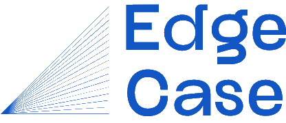 EdgeCase wordmark beside a fan of connected blue lines.
